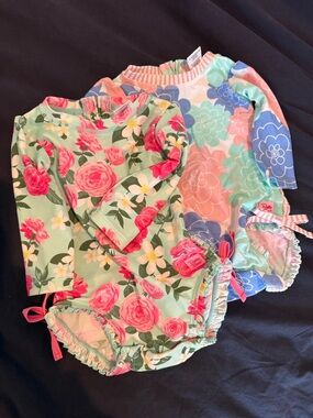 Set of 2 - Ruffle Butts Long Sleeve Swimsuit - pretty prints